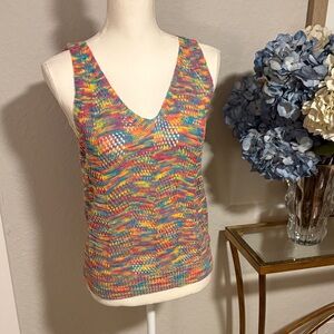 Colourful sleeveless crochet tank top